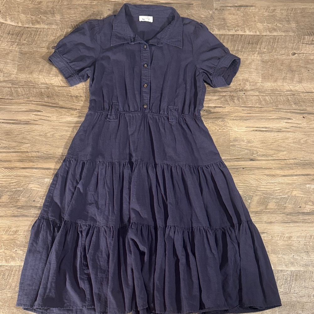 Kaileigh Navy Tiered Midi Dress - Size XXL